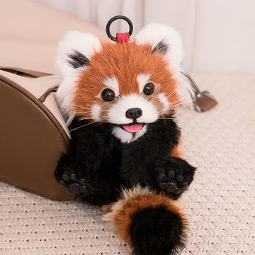 Handmade Red Panda Cub Bag Charm, Kawaii Keychain for Backpack